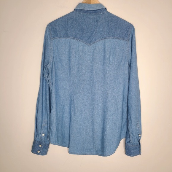 True Religion Denim Pearl Snap Shirt Womens Blue Western Cowgirl Classic‎ XL - Picture 4 of 8